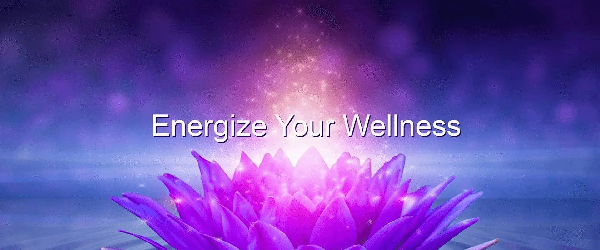 A purple flower with the words energize your wellness written above it.