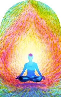 A person sitting in the middle of an energy field.